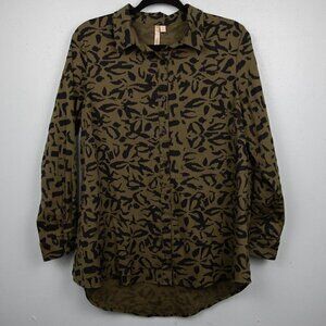 Comfy USA Cathrine olive green animal print tunic shirt-L